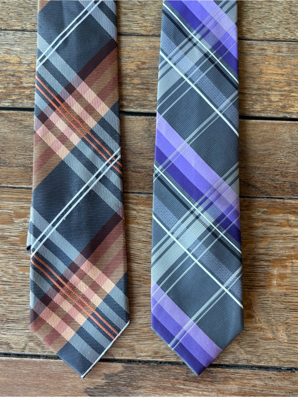 Van Heusen  Pattern Men's Tie set of 2-Gray with Purple & Gray with Brown
